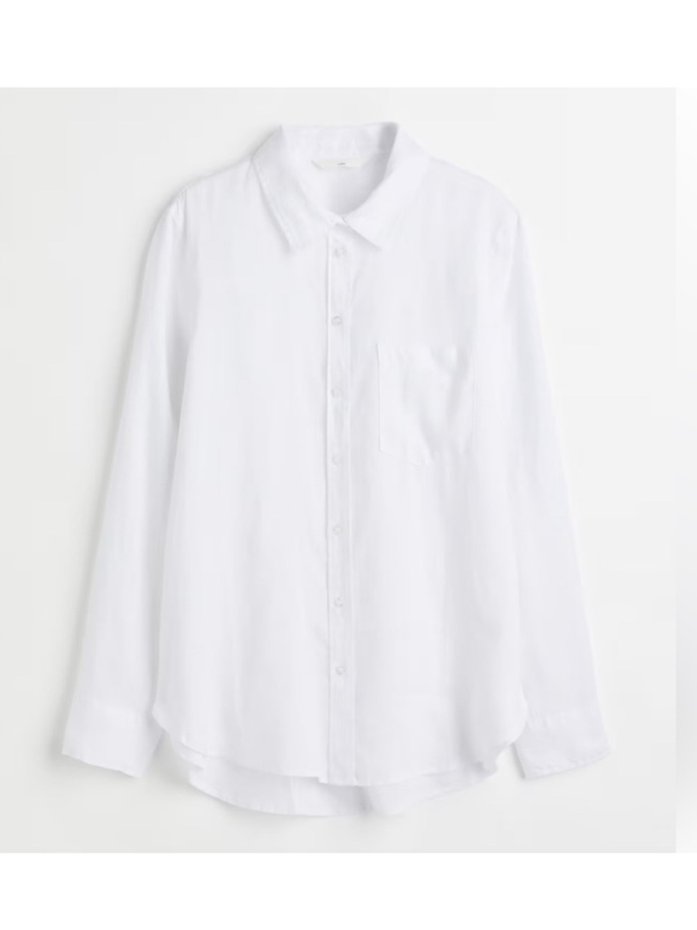 Classic White Long-Sleeve 100% linen Button-Down Shirt